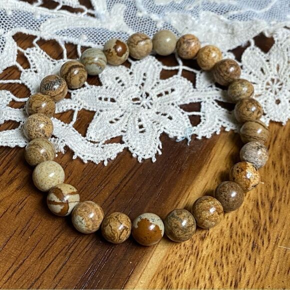 PICTURE JASPER handmade crystal bracelet 7” authentic Jasper beads - Picture 1 of 1